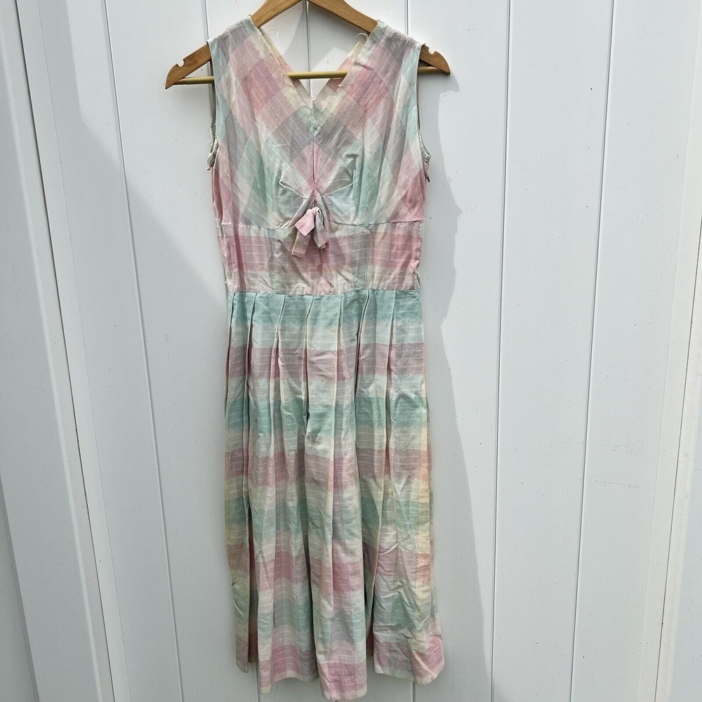 Vintage Women's Dress Ken-Master Kenwood Plaid Midi V-Neck Sleeveless Small?